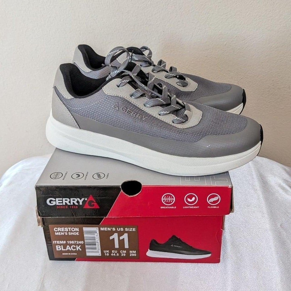 New Gerry Creston Men's Lightweight Walking Shoes Sneakers Gray Size 9